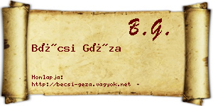 Bécsi Géza névjegykártya