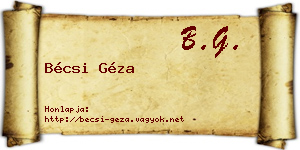 Bécsi Géza névjegykártya